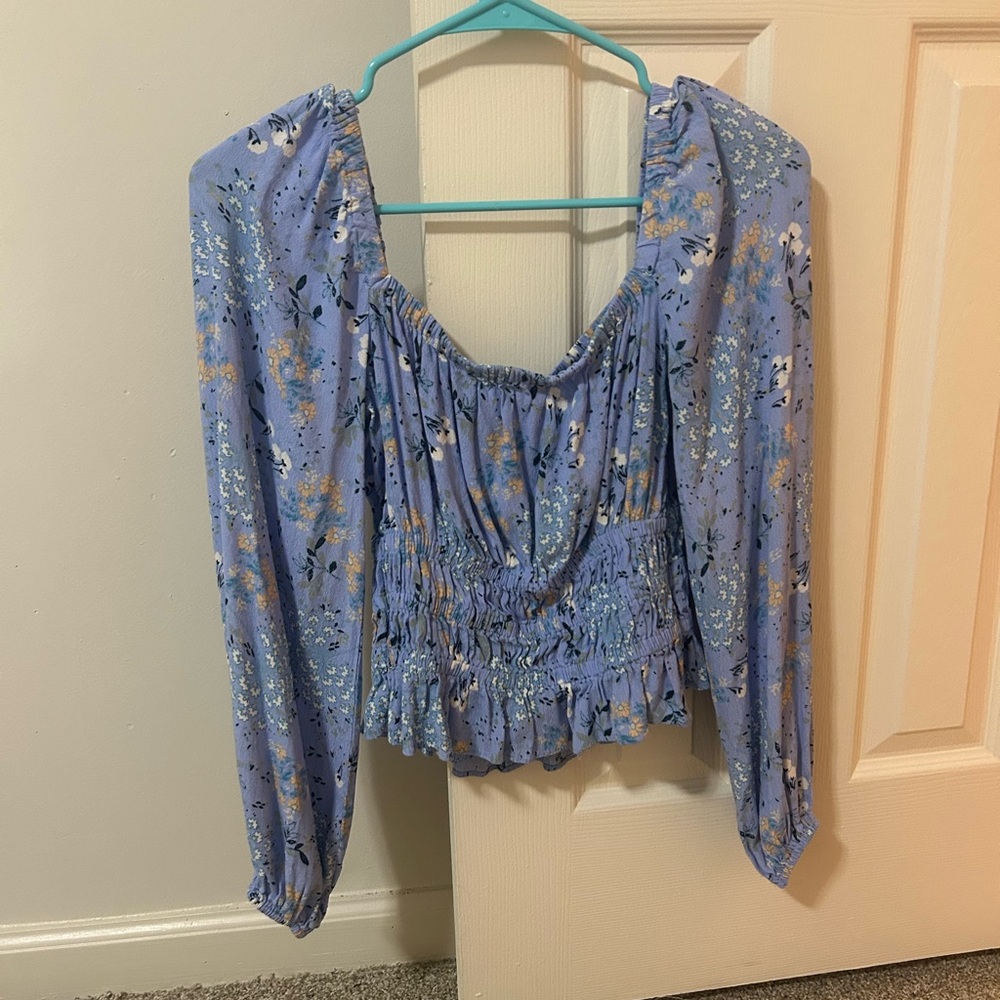 ASTR The Label Long Sleeve Smocked Blouse